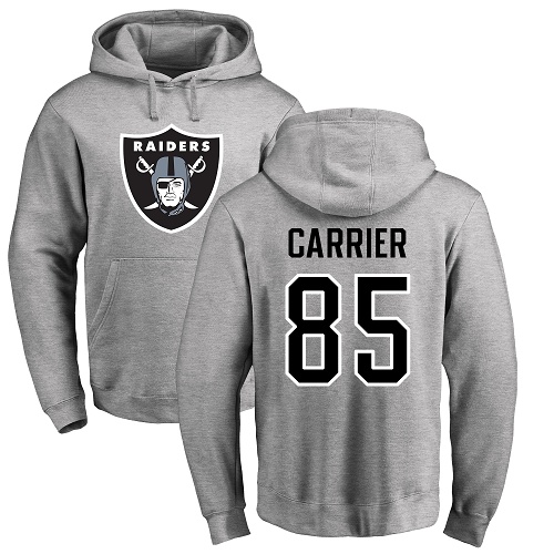 Men Oakland Raiders Ash Derek Carrier Name and Number Logo NFL Football #85 Pullover Hoodie Sweatshirts->nfl t-shirts->Sports Accessory